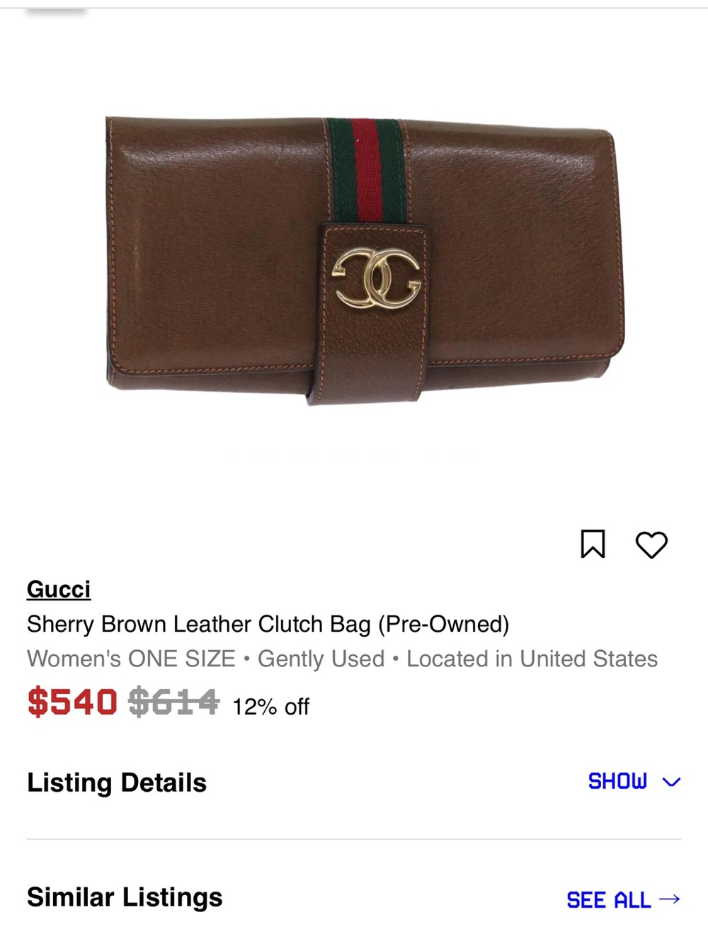 Gucci Web Sherry Line brown leather clutch bag wallet - Picture 12 of 12